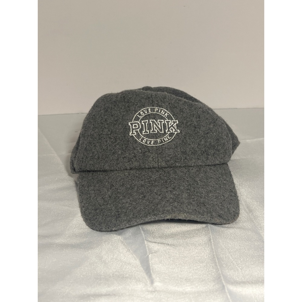 Victoria's Secret PINK Baseball Cap Gray Felt‎ Dog Logo Adjustable